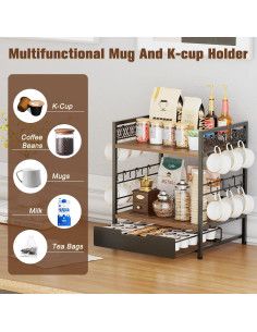 Organizador de Bar de Café BSTSLL 3 Niveles con Cajón para 30 Cápsulas 2