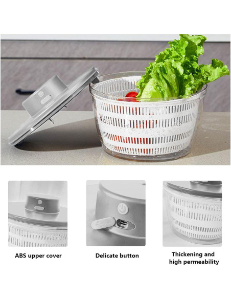 Lavadora Secadora de Verduras Goldmeet 4L Eléctrica USB Blanca Lavadora Secadora de Verduras Goldmeet 4L Eléctrica USB Blanca