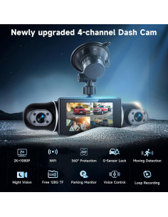 Cámara Dash 4 Canales METEESER 2K 2560x1440P WiFi GPS 2
