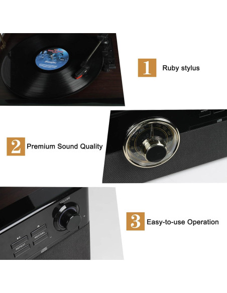 Reproductor de Vinilo Bluetooth DL 10-en-1 con Altavoces 8.06kg Reproductor de Vinilo Bluetooth DL 10-en-1 con Altavoces 8.06kg