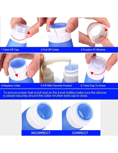 Botellas Reutilizables de Silicona SANTREST 3.3oz Aprobadas por TSA Botellas Reutilizables de Silicona SANTREST 3.3oz Aprobadas por TSA