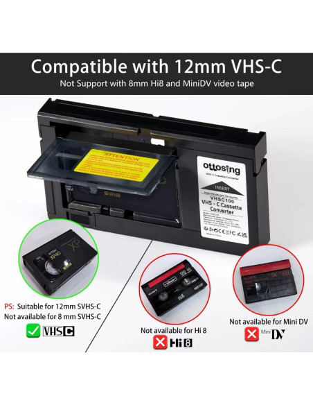 Adaptador de casete VHS-C a VHS motorizado Ottosing - 306g Adaptador de casete VHS-C a VHS motorizado Ottosing - 306g