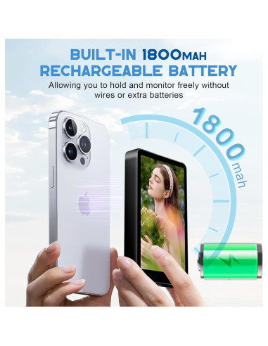 Monitor Selfie Yattberak para iPhone y Android, 1800mAh