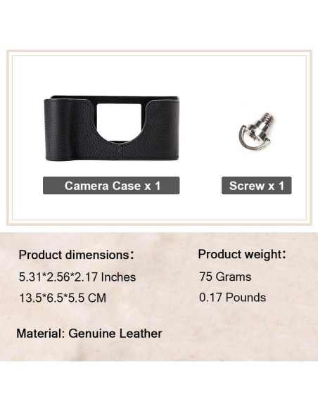 Estuche de Cuero Genuino para Cámara Pentax 17 - Negro Estuche de Cuero Genuino para Cámara Pentax 17 - Negro