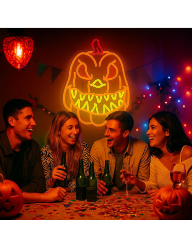 Luz de Neón Calabaza Halloween OJBK 42.7x32.3cm USB Regulable