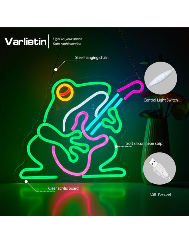 Cartel de Neón LED Rana Vaquera VarLietin 40x32 cm