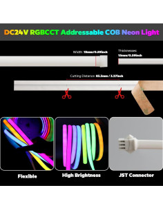 Tira LED COB 5m 24V RGBWW WS2811 Impermeable IP67 2