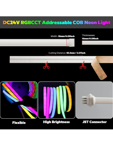 Tira LED COB 5m 24V RGBWW WS2811 Impermeable IP67