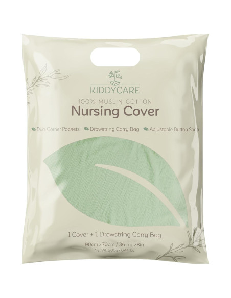 Cubierta de Lactancia Kiddycare Algodón Muslín Verde Cubierta de Lactancia Kiddycare Algodón Muslín Verde