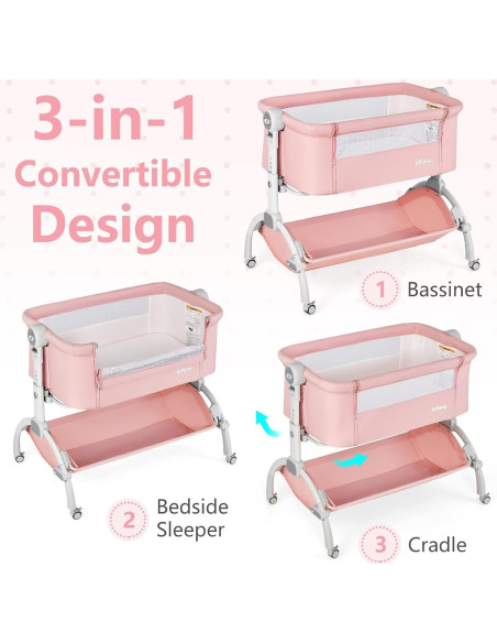 Cuna 3 en 1 INFANS Coral Plegable Ajustable para Bebés Cuna 3 en 1 INFANS Coral Plegable Ajustable para Bebés
