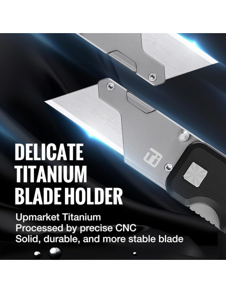 Cuchillo Utility WORKPRO de Titanio con Mango G-10 y 10 Cuchillas Cuchillo Utility WORKPRO de Titanio con Mango G-10 y 10 Cuchillas