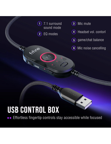 Auriculares Gaming FIFINE H13BP USB 7.1 RGB - Micrófono NC