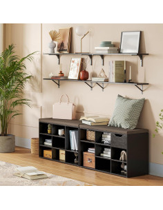 Banco para zapatos DINZI LVJ con 8 cubículos y cajón, espresso 2