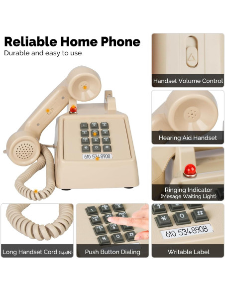 Teléfono de Mesa Analógico Sangyn Retro 2500 Beige Teléfono de Mesa Analógico Sangyn Retro 2500 Beige