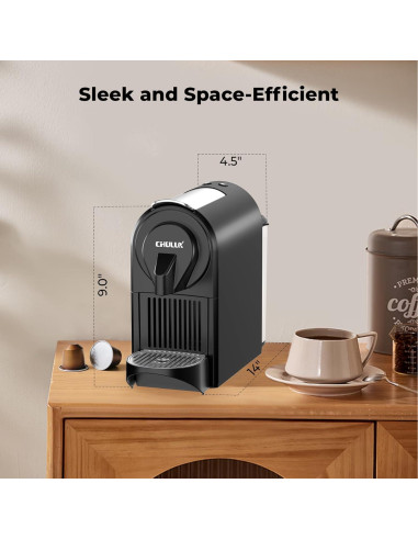 Cafetera Espresso CHULUX 20 Bar 1400W Compacta Negra