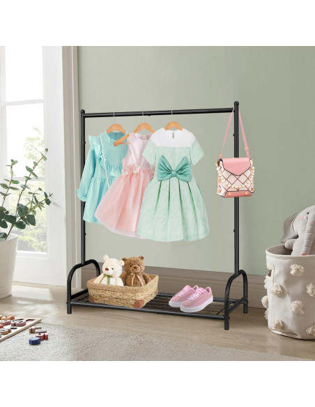 Perchero para Niños Becomrock con Estante de Almacenamiento Negro Perchero para Niños Becomrock con Estante de Almacenamiento Negro