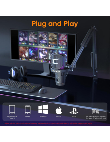 Micrófono USB Comica EJoy Uni para Gaming y Streaming RGB