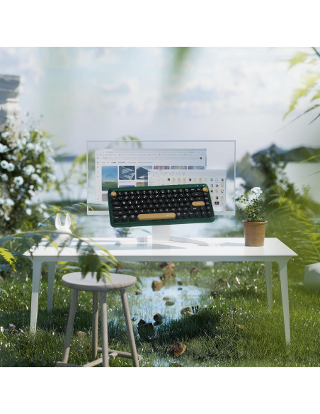 Teclado Inalámbrico Bluetooth UBOTIE TKL Retro 84 Teclas Verde Teclado Inalámbrico Bluetooth UBOTIE TKL Retro 84 Teclas Verde