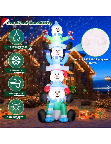 Inflable Navidad 8FT Muñecos de Nieve FunFanso LED Multicolor Inflable Navidad 8FT Muñecos de Nieve FunFanso LED Multicolor