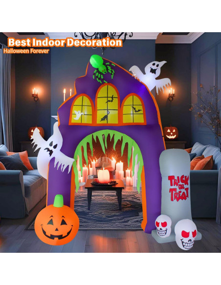 Arco Inflable Halloween PTS 2.74m con Calabaza y Tumba Arco Inflable Halloween PTS 2.74m con Calabaza y Tumba