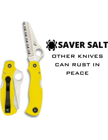 Cuchillo de Rescate Spyderco Saver Salt H-1 7.85 cm Amarillo