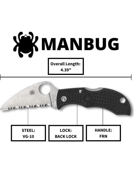 Cuchillo de bolsillo Spyderco Manbug Wharncliffe VG-10 4.8 cm Cuchillo de bolsillo Spyderco Manbug Wharncliffe VG-10 4.8 cm