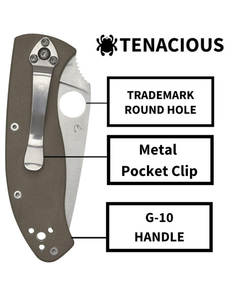 Cuchillo de bolsillo Spyderco Tenacious 8.5 cm G-10 Plegable Cuchillo de bolsillo Spyderco Tenacious 8.5 cm G-10 Plegable