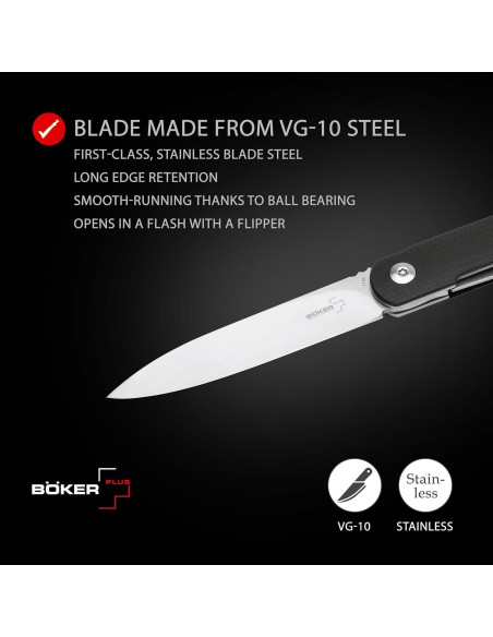 Cuchillo Boker Plus LRF Linerlock Negro 7.62 cm VG-10 Cuchillo Boker Plus LRF Linerlock Negro 7.62 cm VG-10