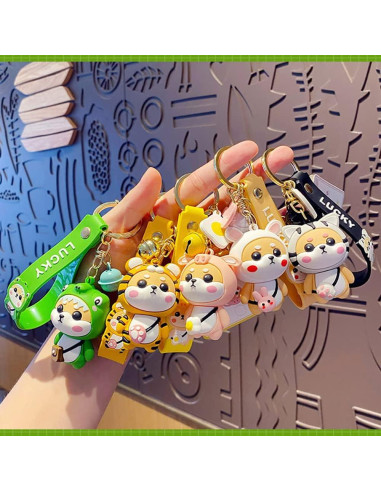 Llavero Shiba Inu de PVC y Metal para Mujeres - Regalo Creativo