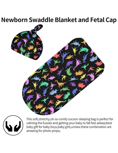 Manta de Arrullo para Bebé Milanoir Fun Dinosaur Black