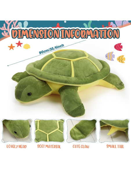 Peluche Tortuga Marina Gigante Liliful 90 cm Suave Verde Peluche Tortuga Marina Gigante Liliful 90 cm Suave Verde