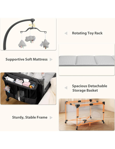 Cuna Lateral GAIVE Pack and Play con Colchón y Cambiador Cuna Lateral GAIVE Pack and Play con Colchón y Cambiador