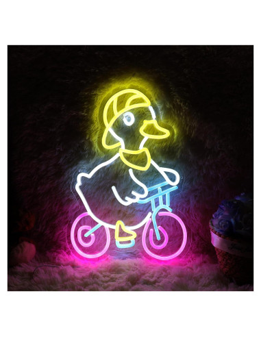Luz de Neón LED Pato Montando Bicicleta HeyLEDNeoN 40.9x28.7cm