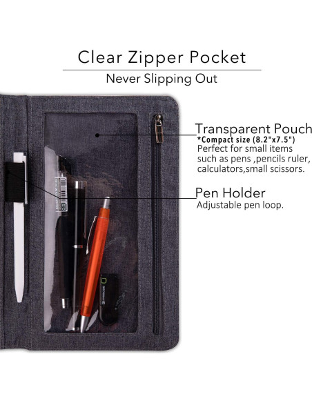 Funda Folio KGMcare A5 Negra con Organizador y Bucle para Bolígrafo Funda Folio KGMcare A5 Negra con Organizador y Bucle para Bolígrafo