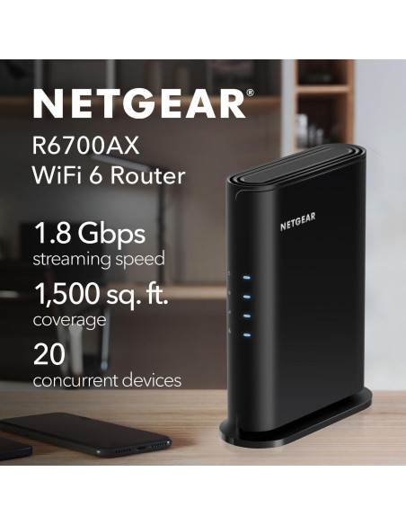 Router NETGEAR R6700AX WiFi 6 AX1800 1.8 Gbps 139 m Router NETGEAR R6700AX WiFi 6 AX1800 1.8 Gbps 139 m