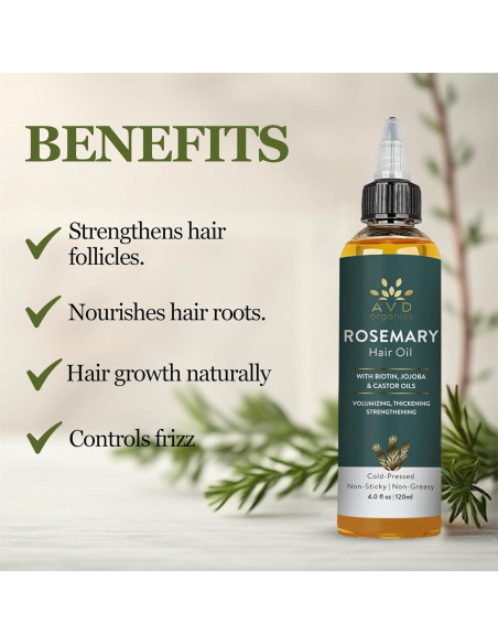 Aceite de Romero AVD Organics 120 ml - Crecimiento y Fortalecimiento del Cabello Aceite de Romero AVD Organics 120 ml - Crecimiento y Fortalecimiento del Cabello