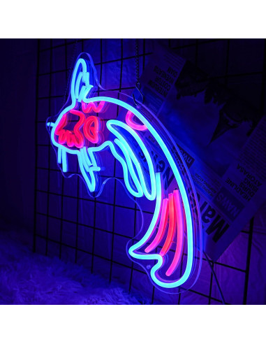 Luz de Neón Koi Azul y Roja 43cm con Regulador USB LMSIGNLY