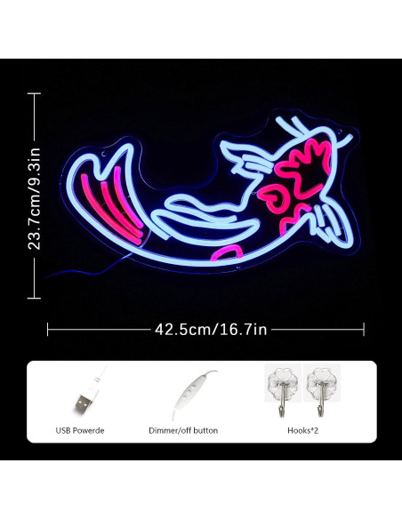 Luz de Neón Koi Azul y Roja 43cm con Regulador USB LMSIGNLY Luz de Neón Koi Azul y Roja 43cm con Regulador USB LMSIGNLY