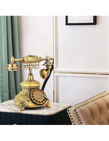 Teléfono Vintage WICHEMI Disco Rotatorio Bronce 1.80kg