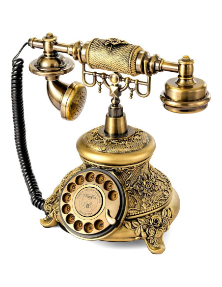 Teléfono Vintage WICHEMI Disco Rotatorio Bronce 1.80kg Teléfono Vintage WICHEMI Disco Rotatorio Bronce 1.80kg