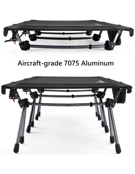 Cama de Camping Plegable MOON LENCE Ajustable 150 kg Negra Cama de Camping Plegable MOON LENCE Ajustable 150 kg Negra
