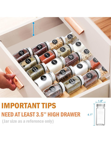 Organizador de Especias DEWVIE de Bambú Expandible 33-66 cm