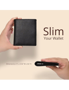 Cartera RFID Bveyzi Ultra Slim de Cuero para Mujeres - Negra 2