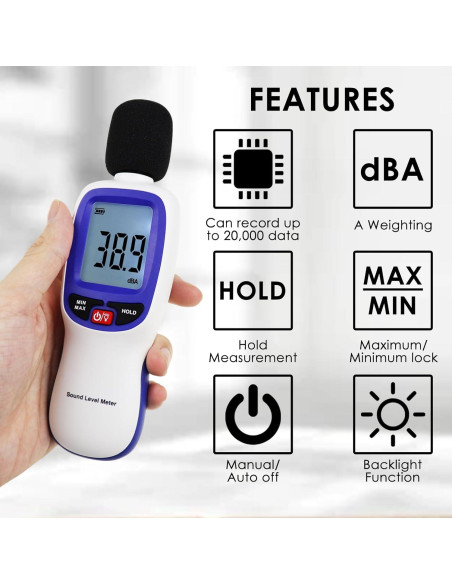 Medidor de Decibelios Bluetooth Landtek MILA37900 30-130dBA Medidor de Decibelios Bluetooth Landtek MILA37900 30-130dBA