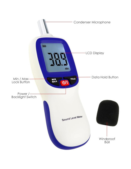 Medidor de Decibelios Bluetooth Landtek MILA37900 30-130dBA Medidor de Decibelios Bluetooth Landtek MILA37900 30-130dBA