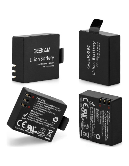 Batería Recargable GEEKAM 2x1350mAh para Cámara de Acción Batería Recargable GEEKAM 2x1350mAh para Cámara de Acción