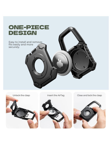 Funda DEXNOR para Apple AirTag con mosquetón, negra