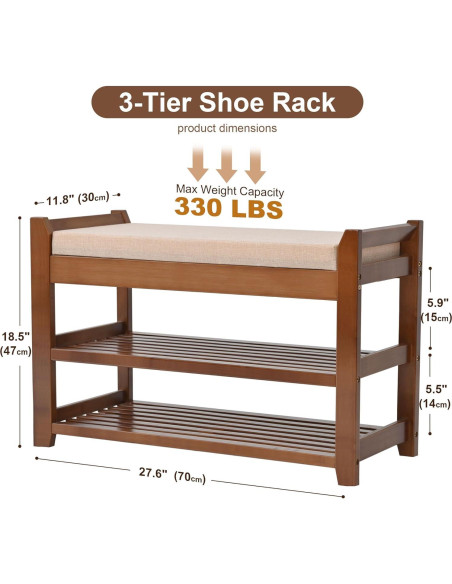 Banco para Zapatos PETKABOO 70 cm con Cojín Beige Banco para Zapatos PETKABOO 70 cm con Cojín Beige
