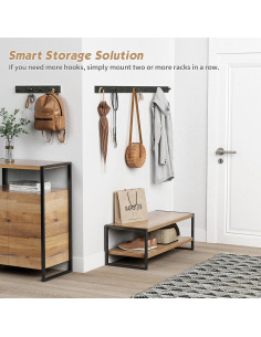 Perchero de Pared Forbena Negro 4 Ganchos 39.9 cm 2