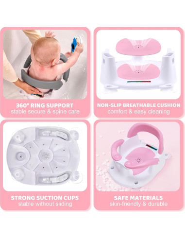 Asiento de Baño para Bebés Rosa - Con Alerta de Temperatura